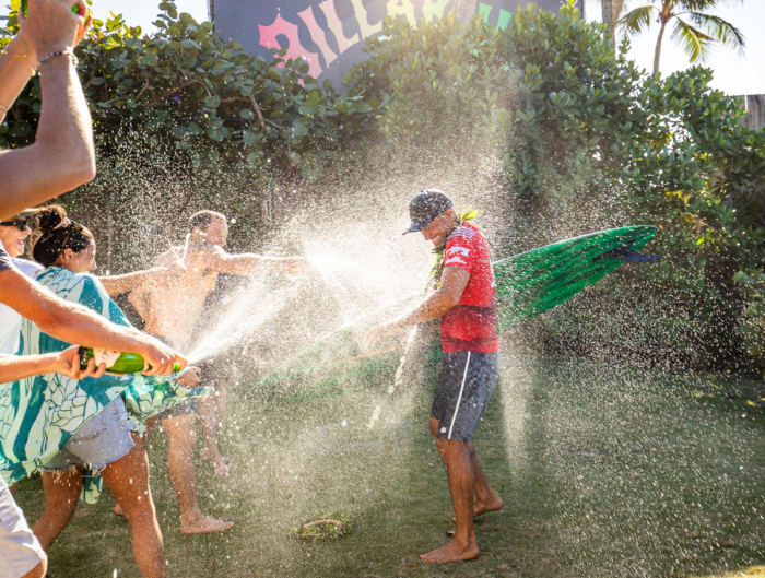 Victory in Oahu, where Slater got a champagne toast, is the type of thing that keeps him going.